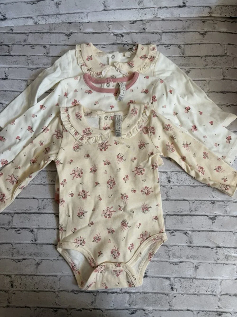 Chickpea Girls 3pk One Piece Flowers Size 6-9mo NWT